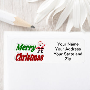 Etiqueta Papai Noel Natal alegre tipografia vermelha verde