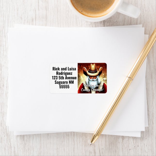 Etiqueta Papai Noel no Natal do Chapéu Ocidental (Insitu)