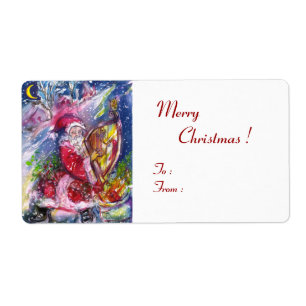 ETIQUETA PAPAI NOEL QUE JOGA A HARPA NO LUAR