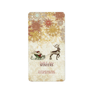 Etiqueta Papai noel & rena do vintage