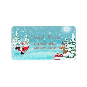 Etiqueta Papai Noel Whimsical, Reindeer Christmas