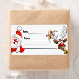 Etiqueta Papais noeis e Reindeer Feliz Christmass Happy Car