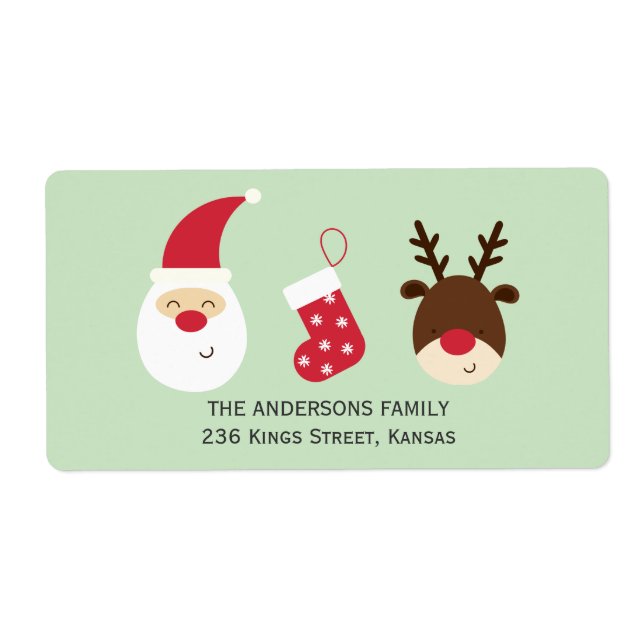 Etiqueta Papais noeis, estocagem de Natal e renas (Frente)
