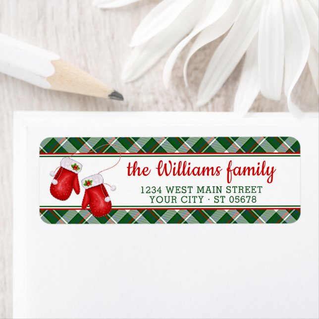 Etiqueta Papais noeis Personalizados Padrão de Xadrez Verde (Insitu)