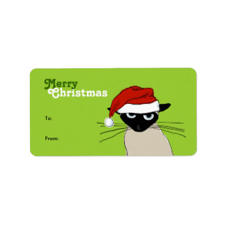 Etiqueta Papais noeis Siameses Garras - Feliz Gato de Natal