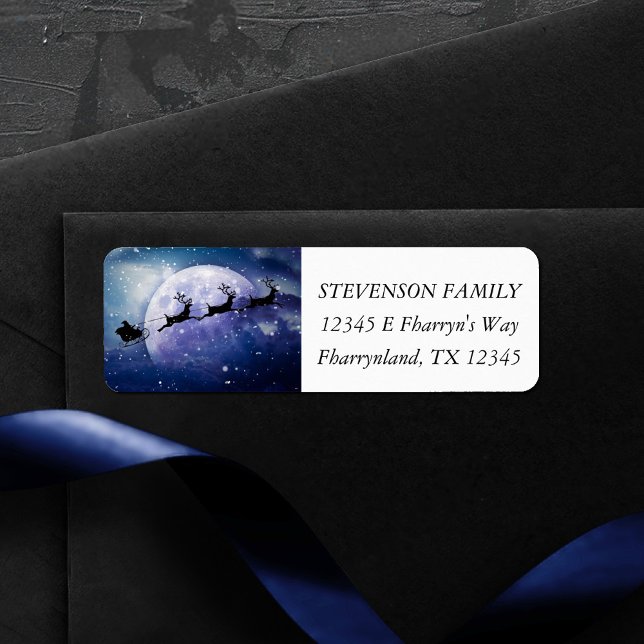 Etiqueta Papais noeis Sleigh | Fantasy Galaxy Night Sky (Criador carregado)