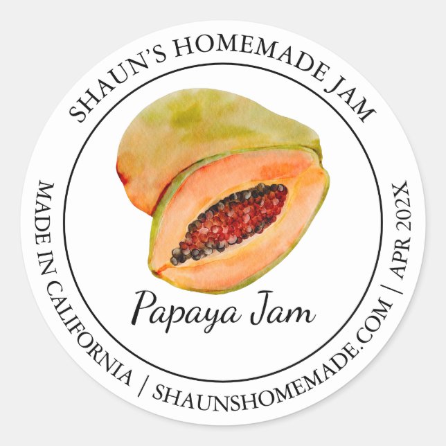 Etiqueta Papaya Jam Modern (Frente)