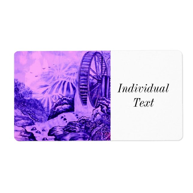 Etiqueta Papel de parede asiático rosa azul (Frente)