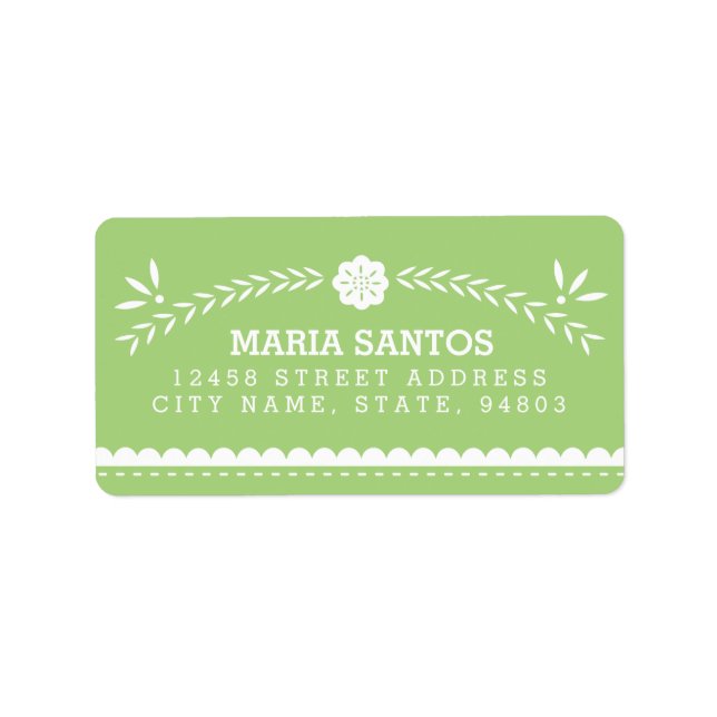 Etiqueta Papel Picado Endereço Labels - Verde (Frente)