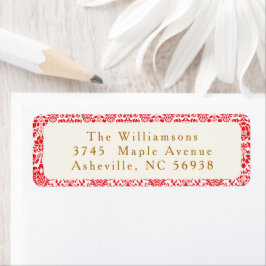 Etiqueta Papel Timbrado de Natal Vermelho Damask Personaliz