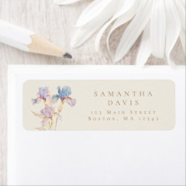 Etiqueta Papel Timbrado de Retorno com Íris em Aquarela