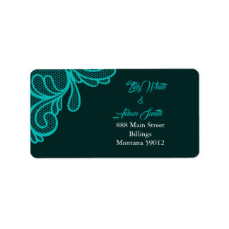 Etiqueta Papelaria de Casamento com Renda Turquesa - Etique