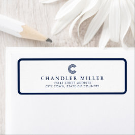 Etiqueta Papelaria Personalizada com Borda Azul-Marinho Mod