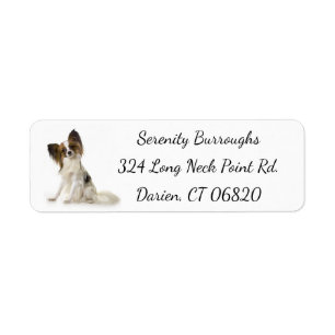Etiqueta Papillon Brown & White Puppy Dog
