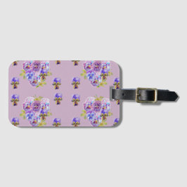Etiqueta para Bagagem com Padrão Floral de Violeta