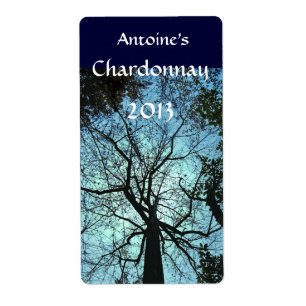 Etiqueta Para cima do rótulo do vinho da árvore