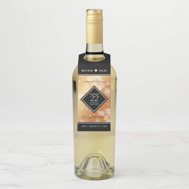 Etiqueta Para Garrafa 22º aniversário do Casamento de Cobre (Na garrafa)
