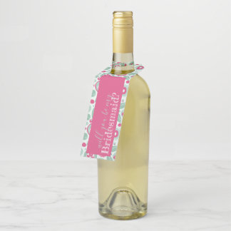 Etiqueta Para Garrafa Abstrato Flower Botando Hangres Rosa Quente Verde