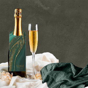 Etiqueta Para Garrafa Abstrato Glitter Strata Wedding Green2 ID903