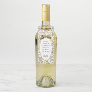 Etiqueta Para Garrafa "Agradeça festa de aniversário Dourado/branca