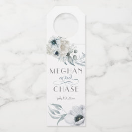 Etiqueta Para Garrafa Aguarela Floral Azul Bonito