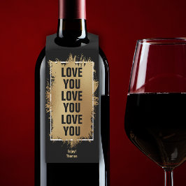 Etiqueta Para Garrafa AMO-VOS Texto Dourado Espelho Preto