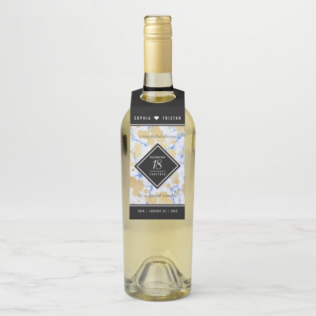 Etiqueta Para Garrafa Aniversário de Casamento de Porcelana 18 (Na garrafa)