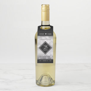 Etiqueta Para Garrafa Aniversário de Casamento do 25 Silver Elegante