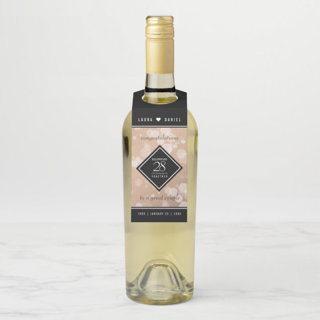 Etiqueta Para Garrafa Aniversário de Casamento Linen 28 (Na garrafa)