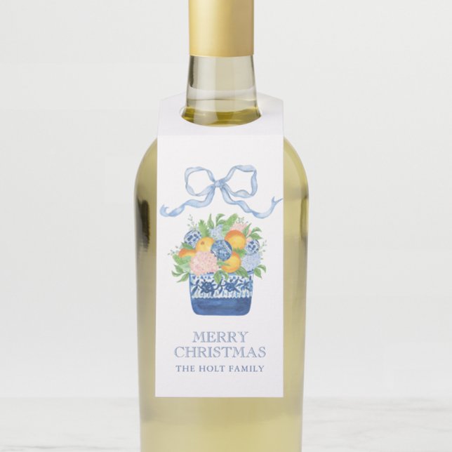 Etiqueta Para Garrafa Aquarela Chinoiserie Mandarins Natal (Criador carregado)