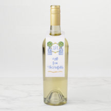 Aquarela Chinoiserie Topiária Monograma Citrino