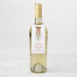 Etiqueta Para Garrafa Arco de Cobre de Aquarela Friso Garland Natal