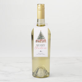Etiqueta Para Garrafa Árvore de Natal Feliz Presente de Natal