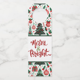 Etiqueta Para Garrafa Árvore de Natal, presentes, cana doce