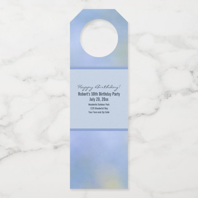 Etiqueta Para Garrafa Azul Amarelo Abstrato Evento Palo Verde Detalhes (Frente)