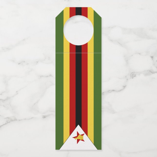 Etiqueta Para Garrafa Bandeira do Zimbabué (Frente)