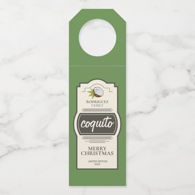 Etiqueta Para Garrafa Bebida de Natal Tropical de Coquito Coquito (Frente)