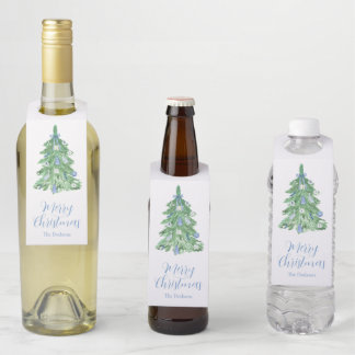 Etiqueta Para Garrafa Blue Chinoiserie Christmas