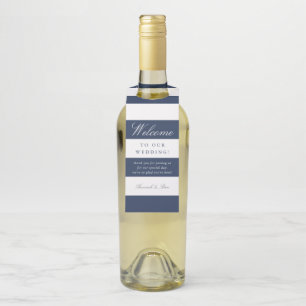 Etiqueta Para Garrafa Boas-vindas ao marinho e Stripe Branca