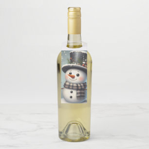 Etiqueta Para Garrafa Bonito boneco de Natal/Neve de inverno