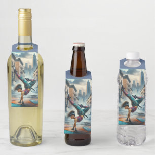 Etiqueta Para Garrafa Breakdancer Women em ação com o silhueta de Nova I