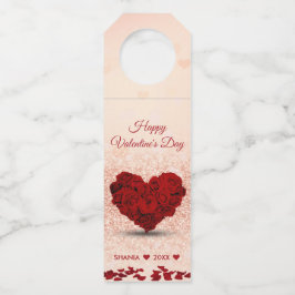 Etiqueta Para Garrafa Buquê do coração do Rosa Feliz dia de os namorados