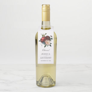 Etiqueta Para Garrafa Buquê Floral Luxuoso Vivas de Casamento