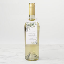 Etiqueta Para Garrafa Cadeira de Garrafa de Boas-Vindas com Florais Azul