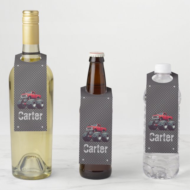 Etiqueta Para Garrafa Caminhão monstro vermelho (In Situ)