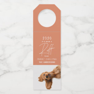 Etiqueta Para Garrafa Cão de Natal engraçado ruff ano simples moderno