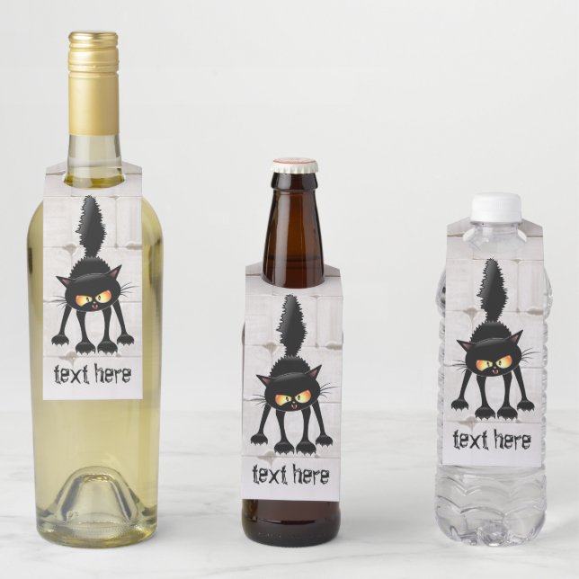 Etiqueta Para Garrafa Cartografia de Gato Preto, Engraçado (In Situ)