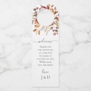 Etiqueta Para Garrafa Casamento Boho Rústico Country de Outono de Folhas