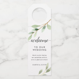 Etiqueta Para Garrafa Casamento Botânico de Folhagem Verde