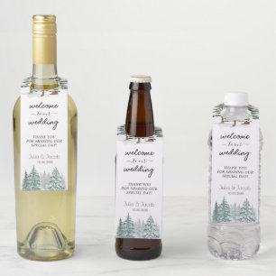 Etiqueta Para Garrafa Casamento Botânico entre Pinheiros Russos de Inver